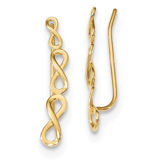 14k Gold Polished Infinity Ear Climber Earrings 14k Gold Polished Infinity Ear Climber Earrings