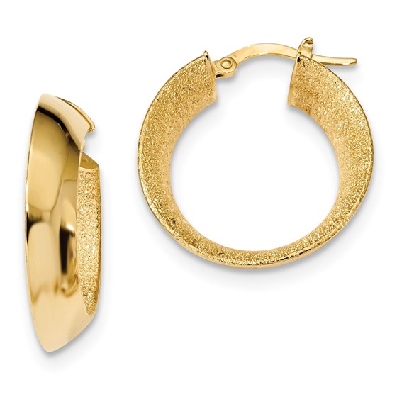 14k Gold Polished Laser Textured Hoop Earrings 14k Gold Polished Laser Textured Hoop Earrings