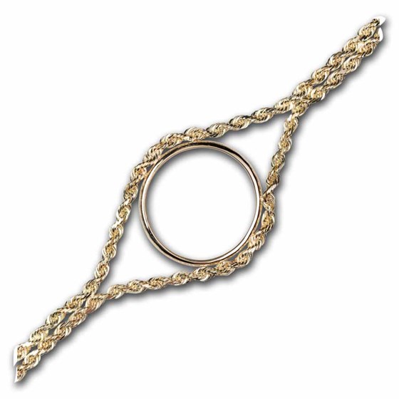 14k Gold Polished Rope Coin Bracelet - 7 inches (16.5) 14k Gold Polished Rope Coin Bracelet - 7 inches (16.5)