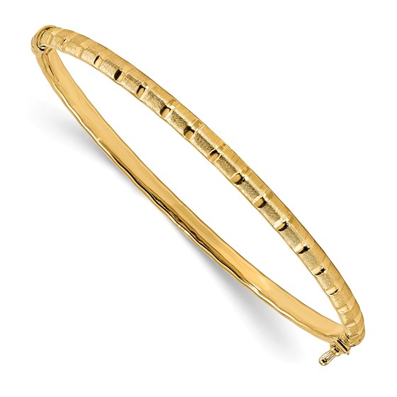 14k Gold Polished & Satin Hinged Bangle Bracelet 14k Gold Polished & Satin Hinged Bangle Bracelet