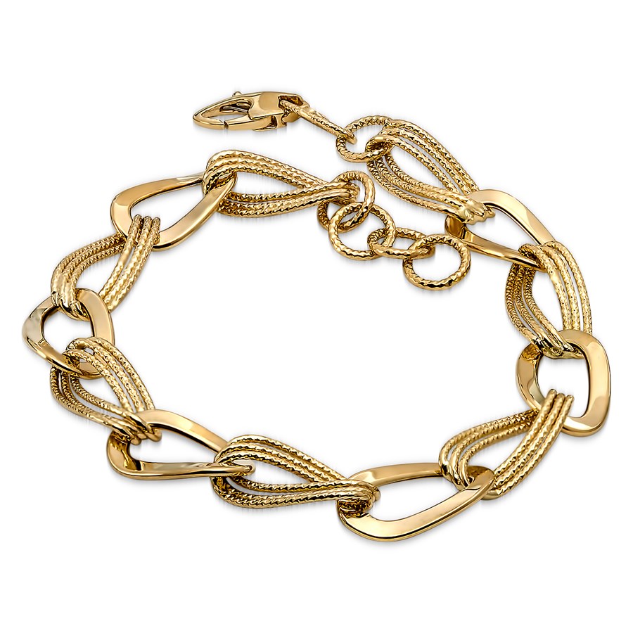 Buy 14k Gold Polished & Textured Hollow Bracelet APMEX