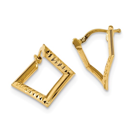 14k Gold Polished Twisted Square Earrings 14k Gold Polished Twisted Square Earrings