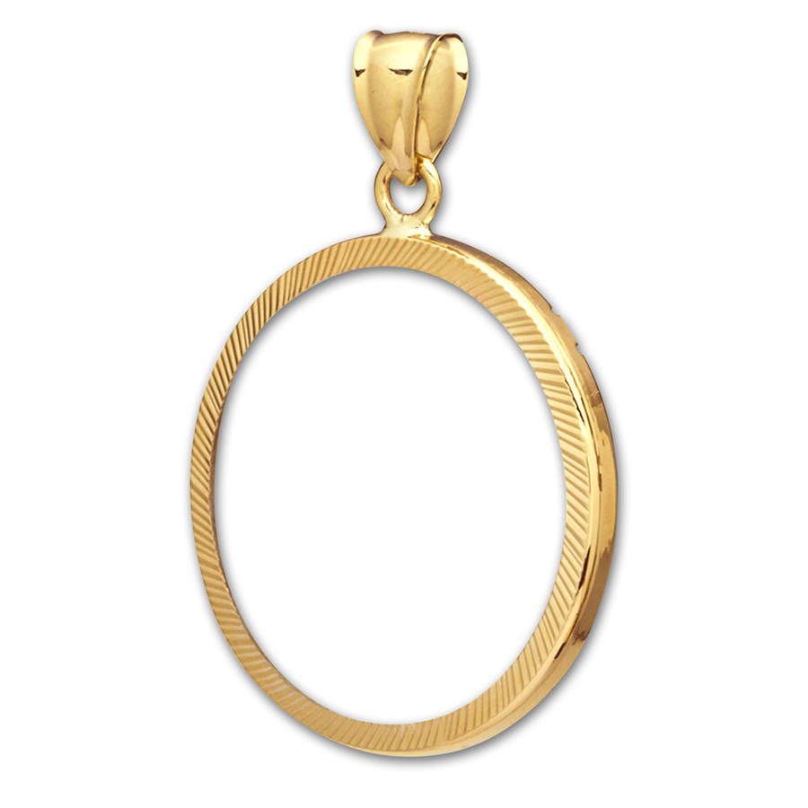 14K Gold Prong Diamond-Cut Coin Bezel - 22 millimeter