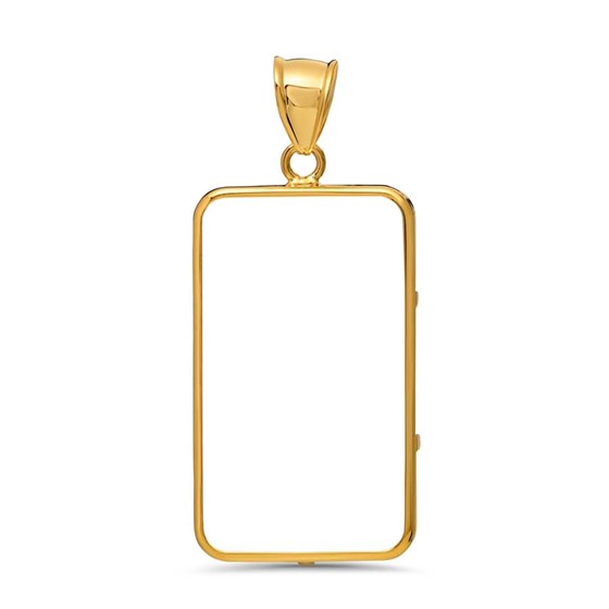14K Gold Prong Plain-Front Bezel (1 oz Gold Bar) PAMP Suisse