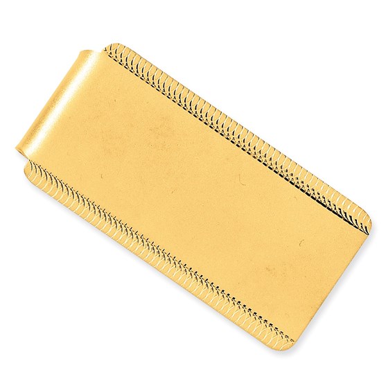14k Gold Satin Polished Engraveable Edged Design Money Clip 14k Gold Satin Polished Engraveable Edged Design Money Clip
