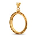 14K Gold Screw-Top Beaded Coin Bezel - 22 mm