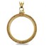 14K Gold Screw-Top Beaded Coin Bezel - 27 mm