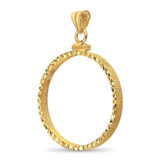 14K Gold Screw-Top Diamond-Cut Coin Bezel - 21.6 mm