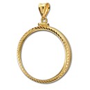 14K Gold Screw-Top-Diamond-Cut Coin Bezel - 27 millimeter