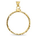 14K Gold Screw-Top Diamond-cut Coin Bezel - 32.7mm