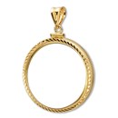 14K Gold Screw-Top Diamond-Cut Coin Bezel - 34.2 mm