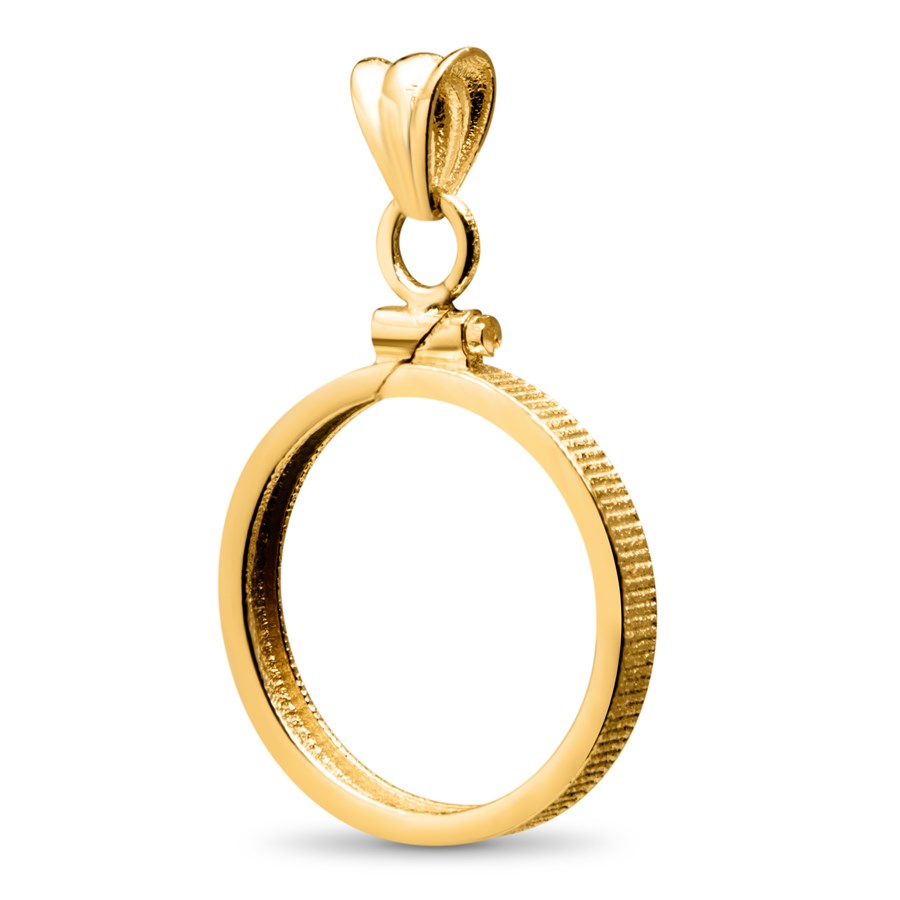 14K Gold Screw-Top Plain-Front Coin Bezel - 20.1 mm