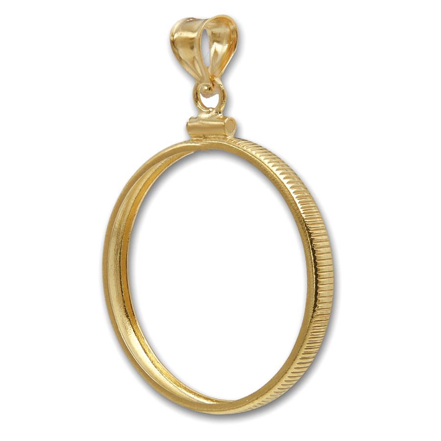 14K Gold Screw-Top Plain-Front Coin Bezel 21.6 mm ($5 U.S. Gold)