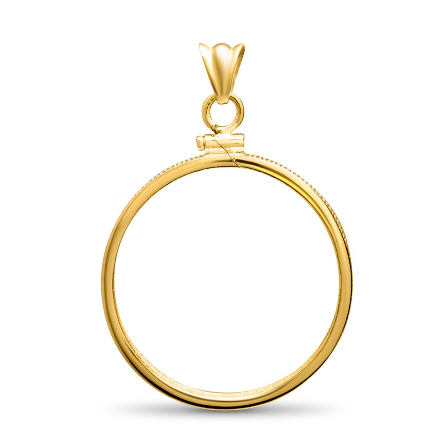 14K Gold Screw-Top Plain-Front Coin Bezel - 30 mm