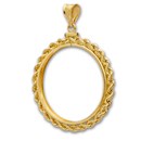 14K Gold Screw-Top Rope Polished Coin Bezel - 17.8 mm