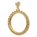 14K Gold Screw-Top Rope Polished Coin Bezel - 21.6 mm