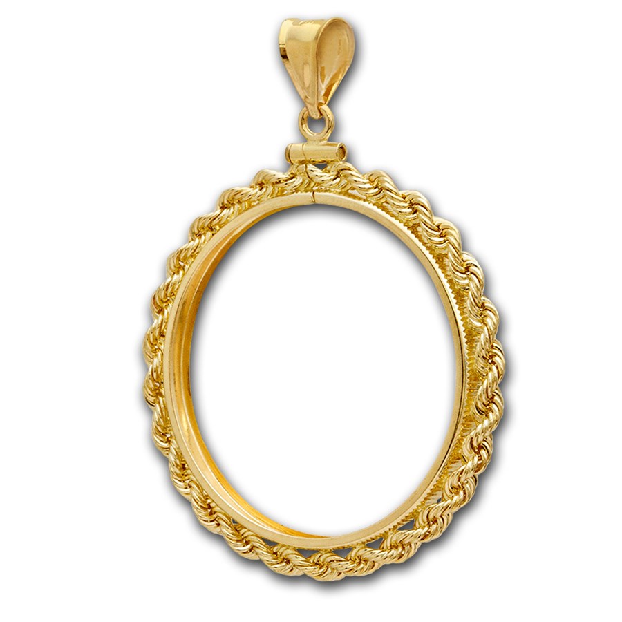 14K Gold Screw-Top Rope Polished Coin Bezel - 27 mm