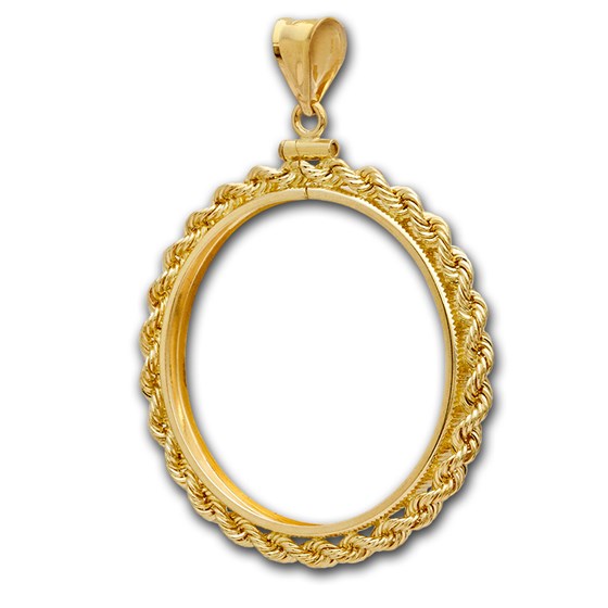 14K Gold Screw-Top Rope Polished Coin Bezel - 27 mm 14K Gold Screw-Top Rope Polished Coin Bezel - 27 mm