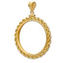 14K Gold Screw-Top Rope Polished Coin Bezel - 32.7 mm