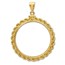 14K Gold Screw-Top Rope Polished Coin Bezel - 32.7 mm