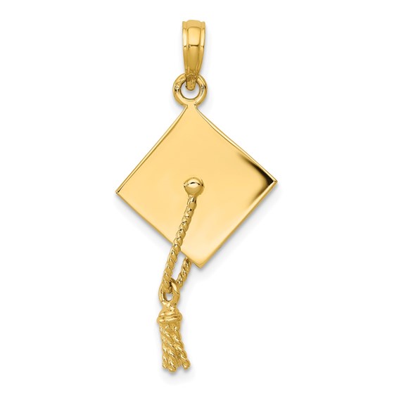 14k Gold Solid Polished 3-Dimensional Graduation Cap Pendant 14k Gold Solid Polished 3-Dimensional Graduation Cap Pendant