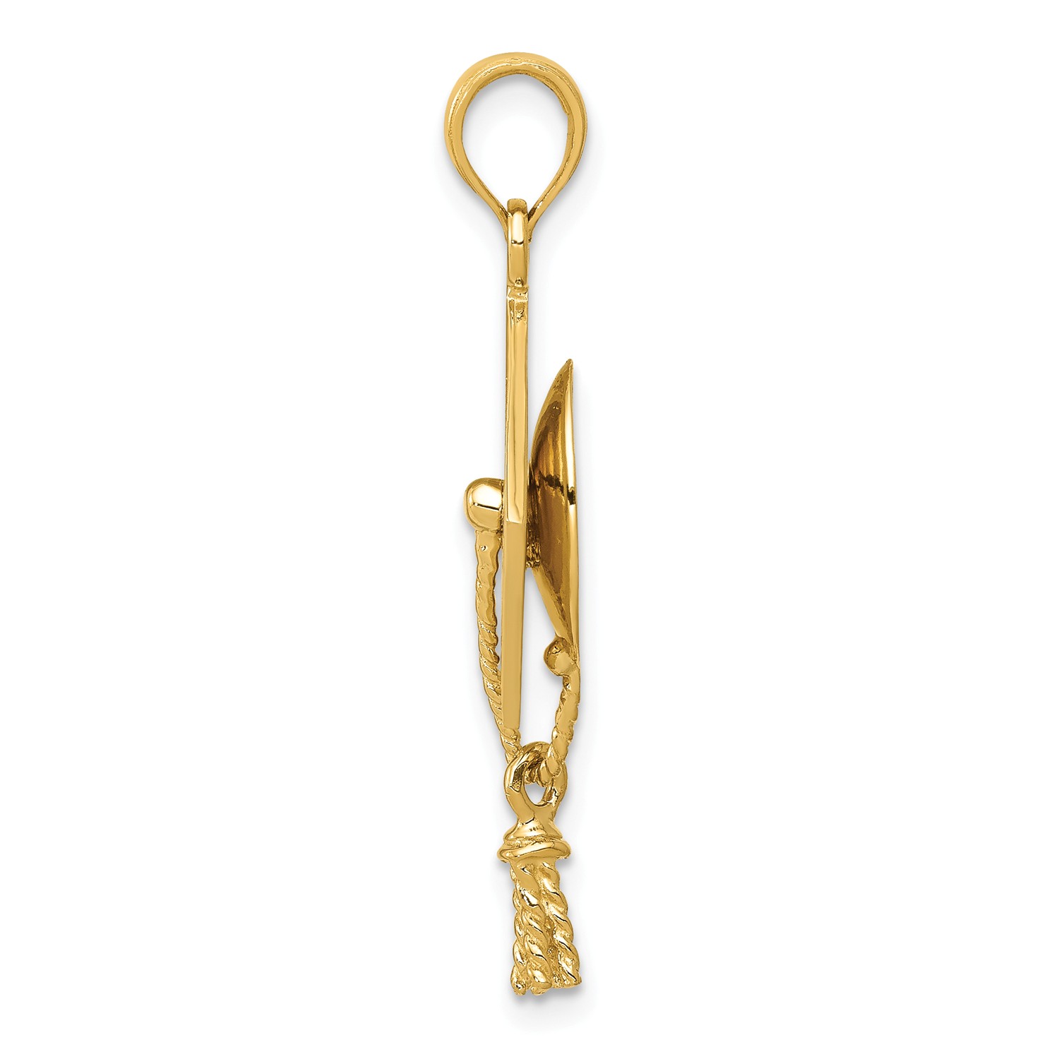 14k White Gold Nautical Anchor Charm Pendant - 20.2x14mm, Solid 3D Polished, .7 Grams, No Chain Included - View #6