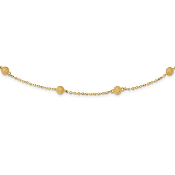 14k Gold Textured 7 Stations Ball Necklace 14k Gold Textured 7 Stations Ball Necklace