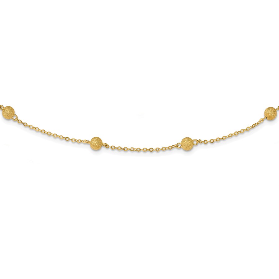 14k Gold Textured 7 Stations Ball Necklace