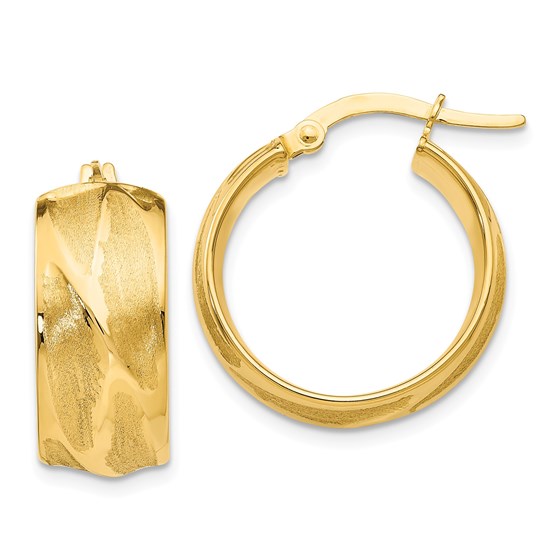 14k Gold Textured Small Round Hoop Earrings 14k Gold Textured Small Round Hoop Earrings
