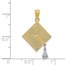14k Gold Two-tone 3-D Graduation Cap w/Moveable Tassel Pendant