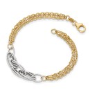 14k Gold Two-tone Diamond Cut & Polished Fancy Link Bracelet