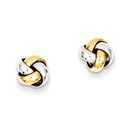 14k Gold Two-tone Knot Post Earrings