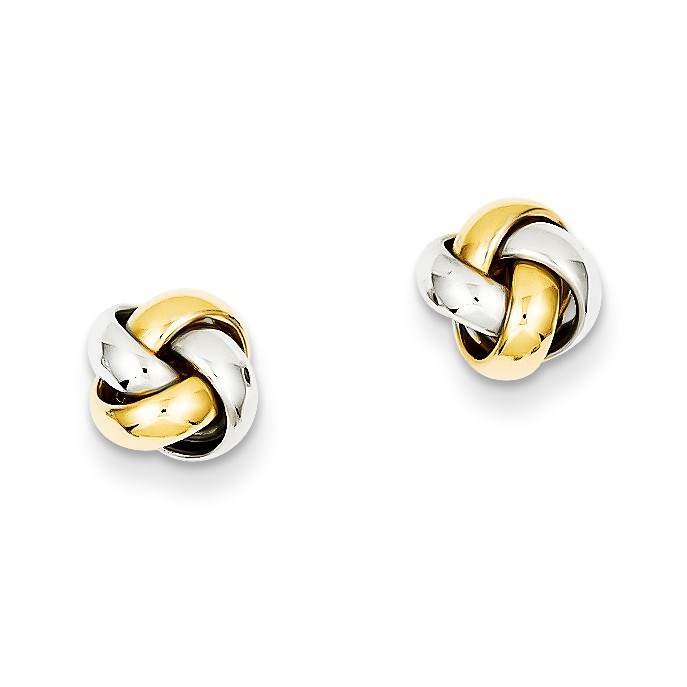 14k Gold Two-tone Knot Post Earrings