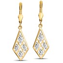 14k Gold Two-Tone Polished Diamond-Cut Leverback Earrings