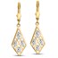 14k Gold Two-Tone Polished Diamond-Cut Leverback Earrings