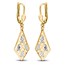 14k Gold Two-Tone Polished Diamond-Cut Leverback Earrings