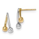 14k Gold Two-tone Polished & Textured Post Earrings