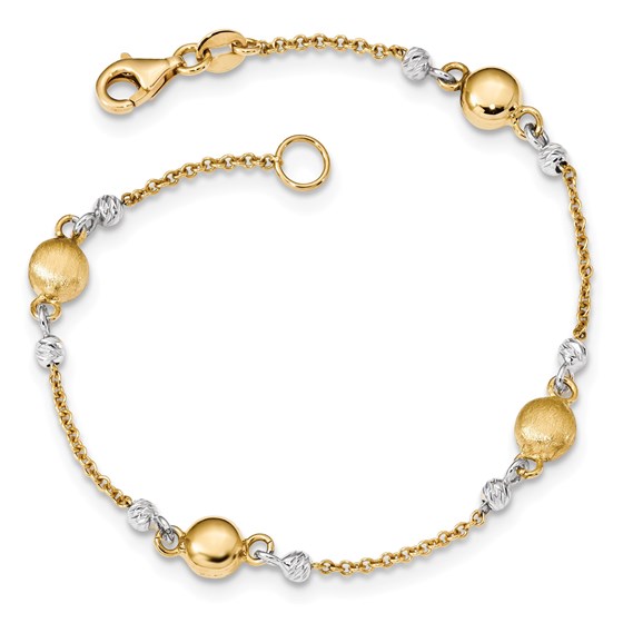 14k Gold Two-tone Textured Beaded Bracelet 14k Gold Two-tone Textured Beaded Bracelet