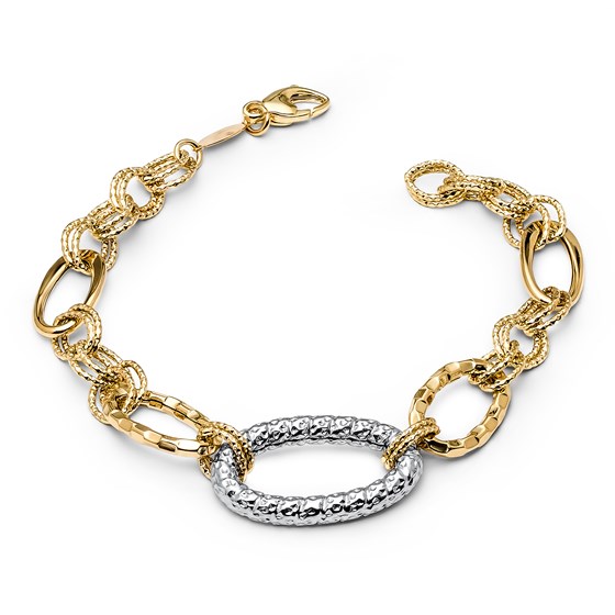 14k Gold Two-Tone Textured Link Bracelet 14k Gold Two-Tone Textured Link Bracelet