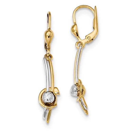 14k Gold w/Rhodium Dangle Leverback Earrings 14k Gold w/Rhodium Dangle Leverback Earrings