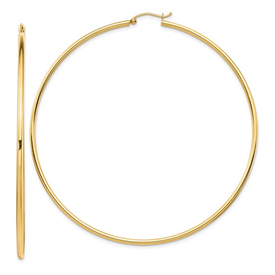14k Lightweight 2mm Polished Hoop Earrings - 81 mm 14k Lightweight 2mm Polished Hoop Earrings - 81 mm