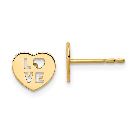 14k Love Heart Post Earrings - 28 mm 14k Love Heart Post Earrings - 28 mm