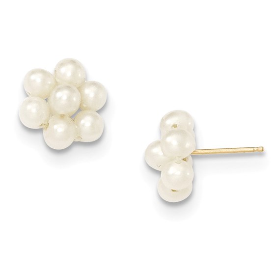 14k Medium Egg White Cultured Pearl Flower Earrings 14k Medium Egg White Cultured Pearl Flower Earrings