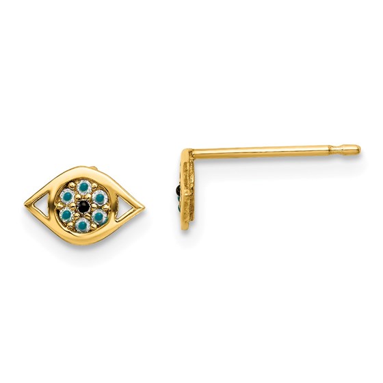 14k Multi-colored Cubic Zirconia Eye Post Earrings - 50 mm 14k Multi-colored Cubic Zirconia Eye Post Earrings - 50 mm