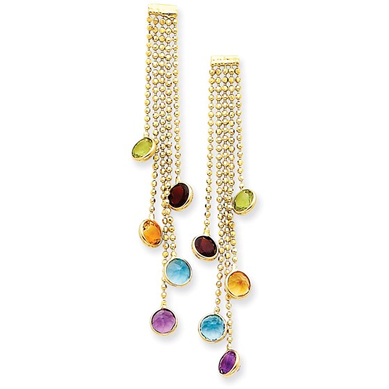 14k Multi-colored Gemstone Dangle Earrings 14k Multi-colored Gemstone Dangle Earrings
