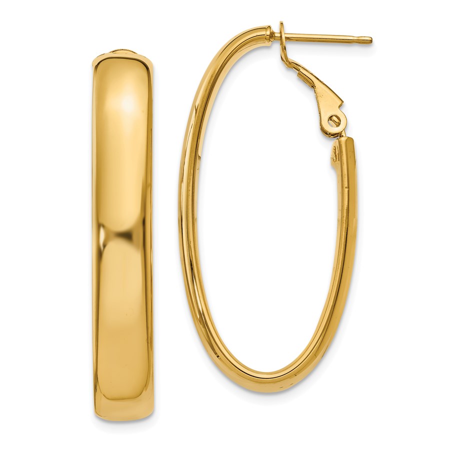 14k Oval Hollow Hoop Earrings