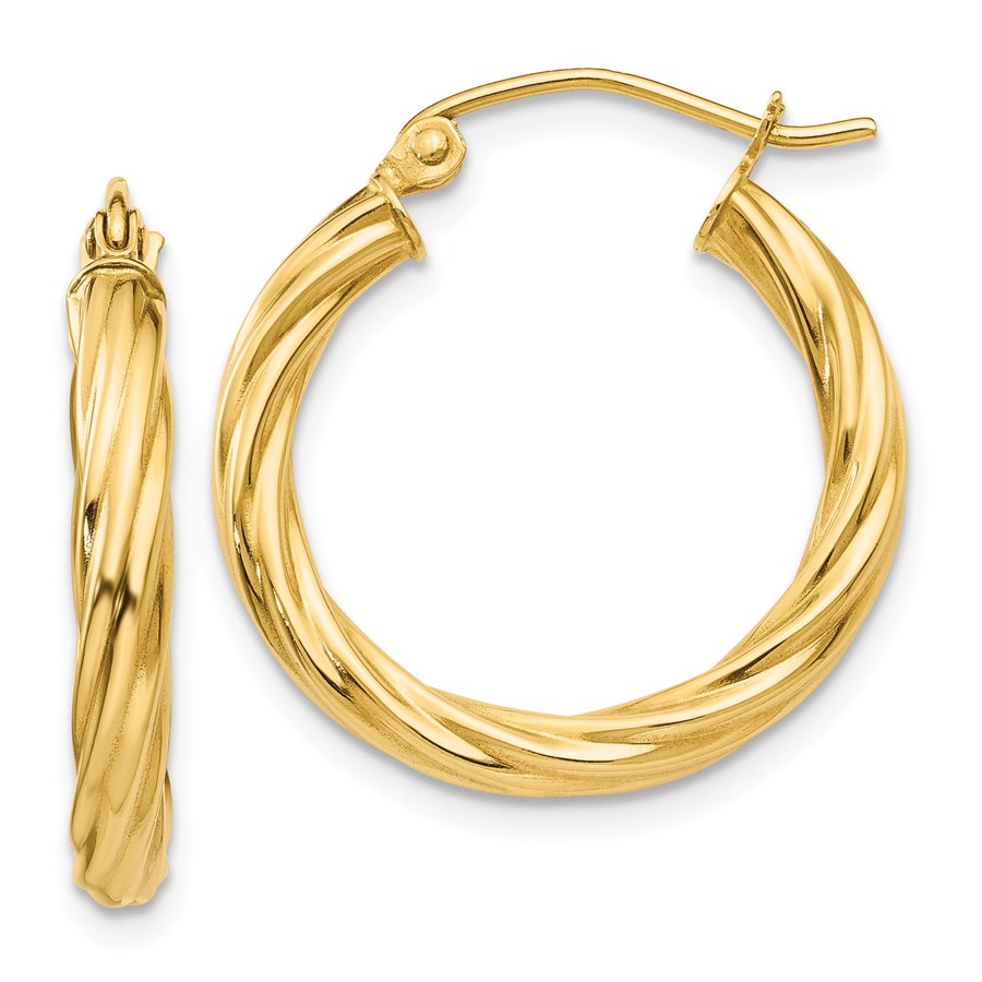 14k Polished 2.75 mm Twisted Hoop Earrings