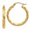 14k Polished 3.25 mm Twisted Hoop Earrings