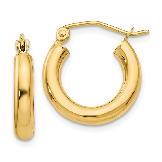 14k Polished 3 mm Lightweight Round Hoop Earrings 14k Polished 3 mm Lightweight Round Hoop Earrings