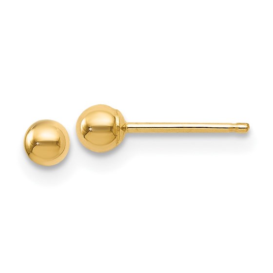 14K Polished 3mm Ball Post Earrings - 3 mm 14K Polished 3mm Ball Post Earrings - 3 mm